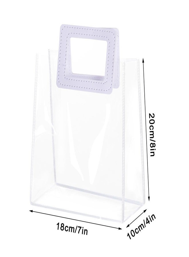 Yolyoo 15 Pack Clear Gift Bags with White Handles Transparent PVC Gift Wrap Bags Plastic Tote Bags Reusable Shopping Bags for Bridal Party,Wedding,Baby Shower,Birthday Party 7 x 8 x 4 Inch (7 x 8 x 4 - Image 2